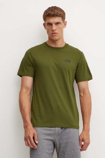 Tričko The North Face M S/S Simple Dome Tee pánske, zelená farba, s potlačou, NF0A87NGPIB1