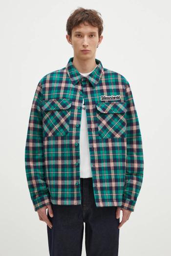 Košeľové sako Billionaire Boys Club Padded Check Overshirt zelená farba, prechodné, oversize, B24430