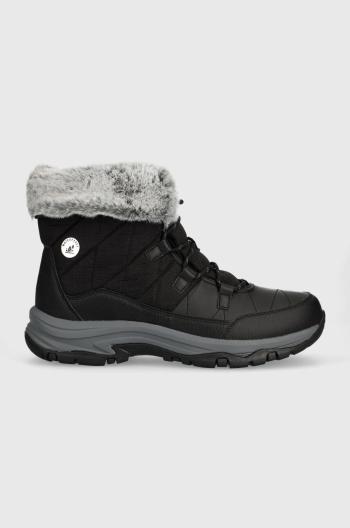 Topánky Skechers TREGO čierna farba, na plochom podpätku, zateplené