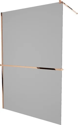 MEXEN/S - KIOTO Sprchová zástena WALK-IN s poličkou a držiakom uterákov 110 x 200, grafit 8 mm, ružové zlato 800-110-121-60-40