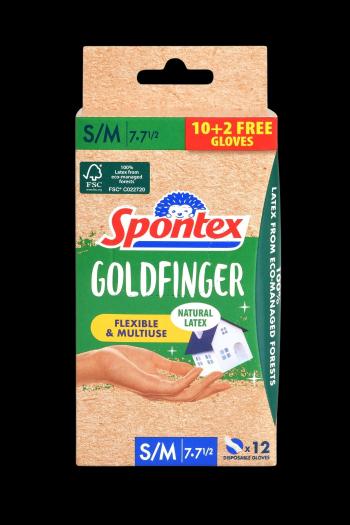 SPONTEX Godfinger, Rukavice latexové jednorazové veľ. S/M 12 ks