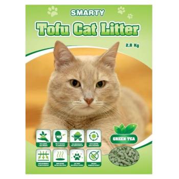 SMARTY Tofu cat litter green tea podstielka pre mačky 2,8 kg, poškodený obal