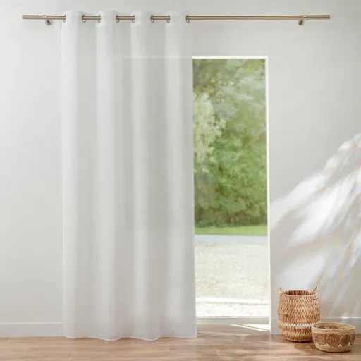 Jednofarebná voálová záclona s efektom ľanu