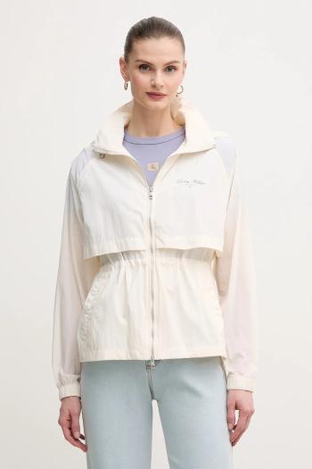 Bunda Tommy Hilfiger béžová farba, prechodná, oversize, WW0WW45413