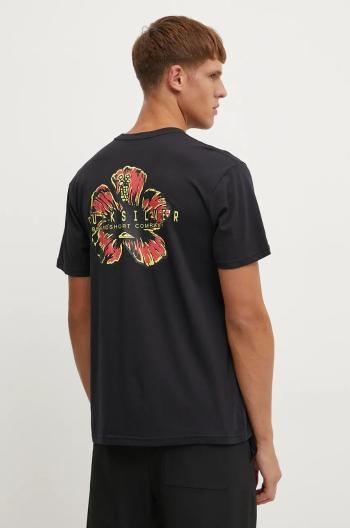 Tričko Quiksilver Hibiscus Pop pánske, čierna farba, s potlačou, EQYZT07918