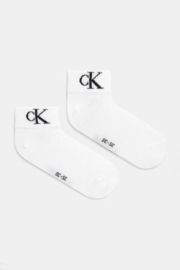 Ponožky Calvin Klein Jeans 2-pak dámske, biela farba, 701228813