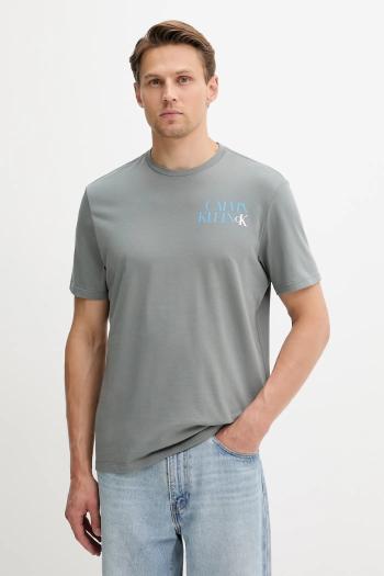 Bavlnené tričko Calvin Klein Jeans pánske, šedá farba, s potlačou, LV04RC844G