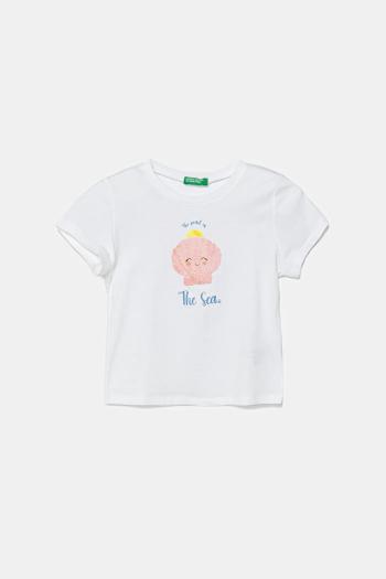 Detské bavlnené tričko United Colors of Benetton biela farba, 3I1XG10JJ