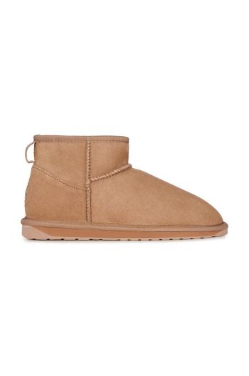 Semišové snehule Emu Australia Stinger Micro dámske, hnedá farba, na plochom podpätku, zateplené, W10937