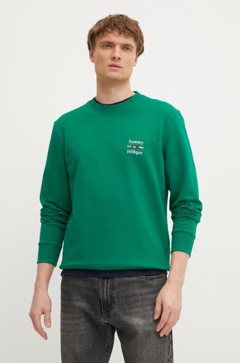 Bavlnená mikina Tommy Hilfiger pánska, zelená farba, s potlačou, MW0MW38673