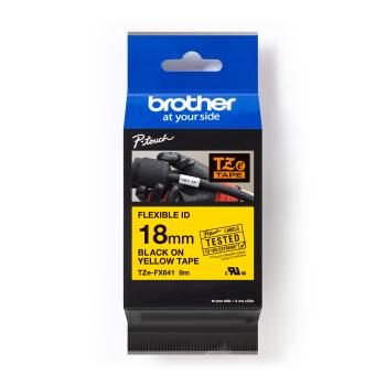 Brother TZ-FX641 / TZe-FX641 Pro Tape, 18mm x 8m, čierna tlač/žltý podklad, originálna páska