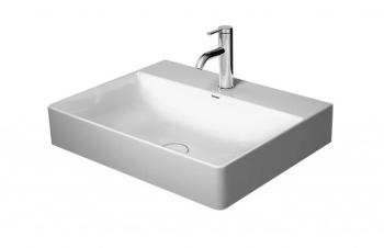 DURAVIT - DuraSquare Umývadlo, 60x47 cm, bez prepadu, s otvorom na batériu, DuraCeram, WonderGliss, biela 23536000411