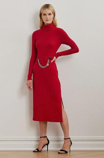 Šaty Lauren Ralph Lauren červená farba, midi, priliehavá, 250951822