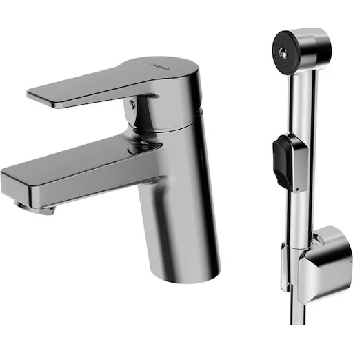 Hansa Twist umývadlová batéria s bidetovú spŕškou chróm 09302203