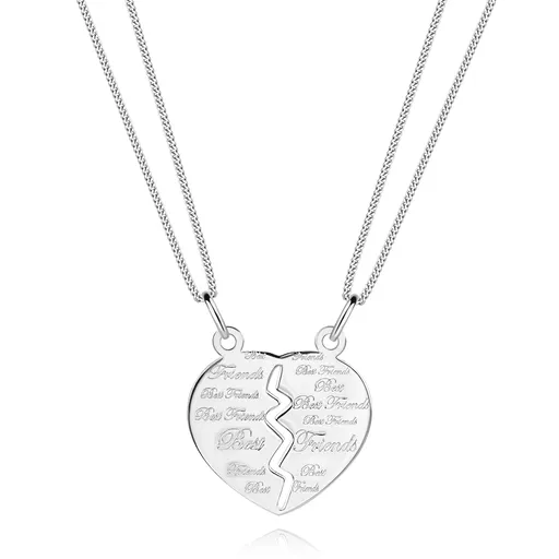 Dve retiazky s dvojpríveskom - rozpolené srdce "Best Friends", striebro 925