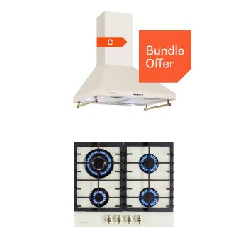 Klarstein Victoria 60 Duo Set plyn, Plynový varný panel, Dúchacia kapucňa
