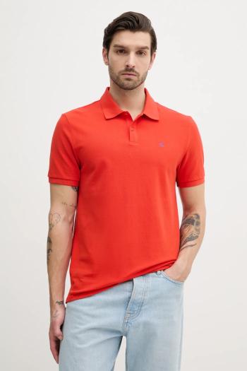 Bavlnené polo tričko Calvin Klein Jeans pánske, oranžová farba, jednofarebné, LV040EM269