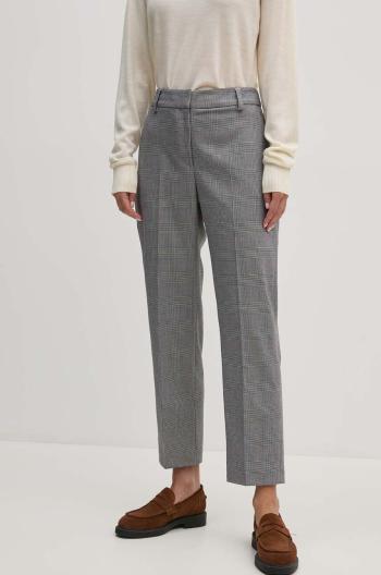 Nohavice Tommy Hilfiger dámske, šedá farba, rovné, vysoký pás, WW0WW42236
