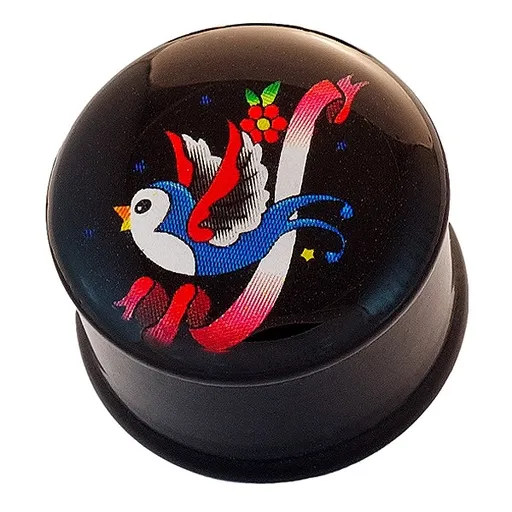 Plug do ucha - slávik ovinutý stuhou - Hrúbka piercingu: 10 mm