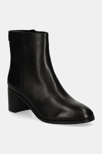 Kožené členkové topánky Lauren Ralph Lauren Cassie dámske, čierna farba, na podpätku, 802937813001