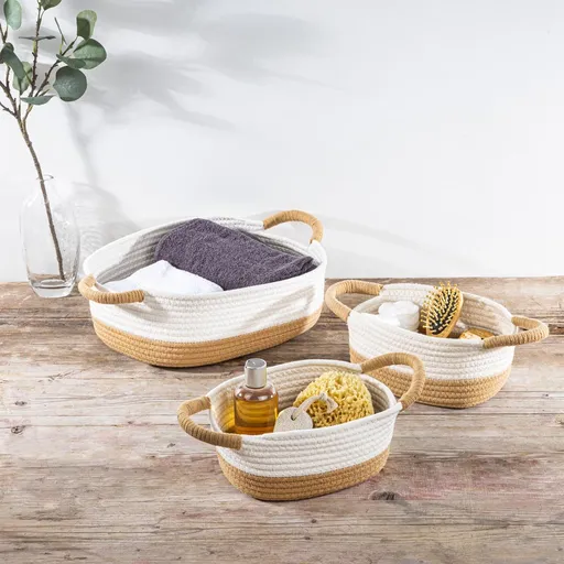 Haushalt international Sada bavlněných úložných košíků, 3 ks