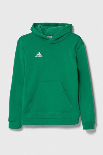 Detská mikina adidas Performance ENT22 HOODY Y zelená farba, s kapucňou, s nášivkou
