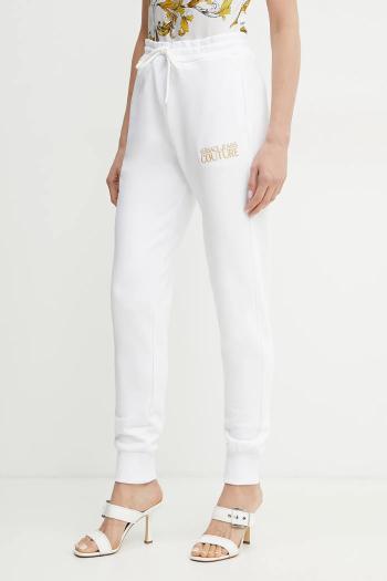 Bavlnené tepláky Versace Jeans Couture dámske, biela farba, jednofarebné, 78HAAT06 CF01T