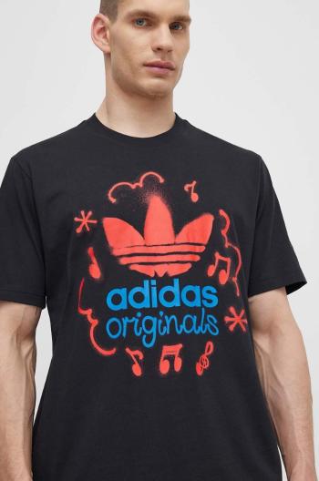 Bavlnené tričko adidas Originals pánske, čierna farba, s potlačou, IS0224