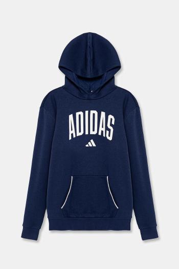 Detská mikina adidas tmavomodrá farba, s kapucňou, s potlačou, JV7338