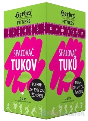 HERBEX Fitness SPAĽOVAČ TUKOV pu-erh, zelený čaj, žen-šen, čaj 20x1,5 g