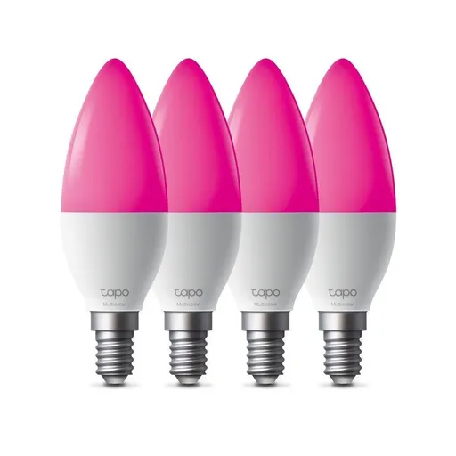 TP-Link Tapo L430C(4-pack) múdra WiFi stmievateľná LED žiarovka (farebná, 2500K-6500K, 470lm, 2, 4GHz, E14)