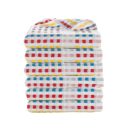 Veľké kostičkované froté uteráky na ruky, viacfarebná, súprava 6 alebo 12 ks