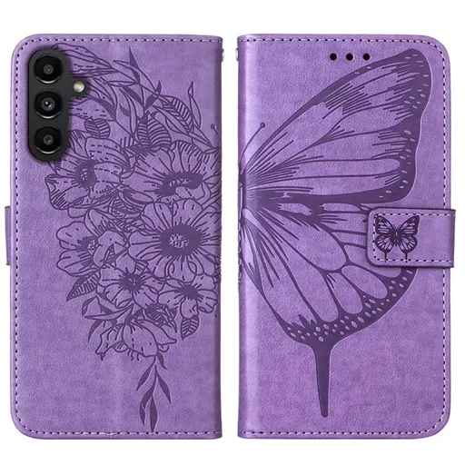 ART BUTTERFLY Peňaženkový obal pre Samsung Galaxy A15 / A15 5G svetlofialový