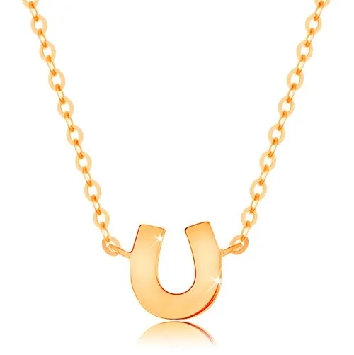 Zlatý náhrdelník 585 - lesklá retiazka, malá podkovička pre šťastie