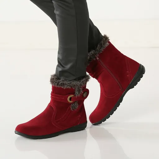 Nízke čižmy z imitácie semišu a kožušiny