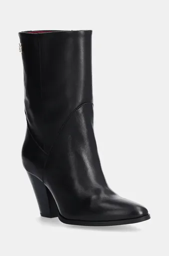 Kožené členkové topánky Tommy Hilfiger MID COWBOY HEEL LEATHER
