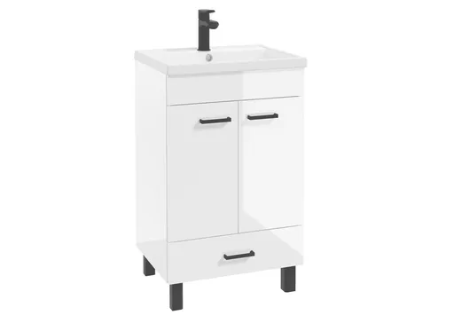 ArtDef Kúpeľňová skrinka NOVELTY White s umývadlom Barcelona D50 2D1S | 50 cm