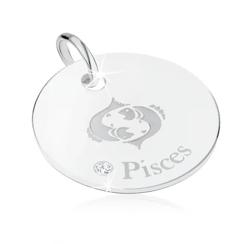 Strieborný prívesok 925 - okrúhla známka so znamením zverokruhu - RYBY