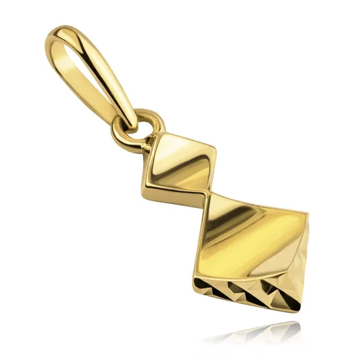 Prívesok zo žltého 14K zlata - dovnútra prehnuté kosoštvorce, diamantový rez