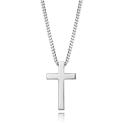 Strieborný 925 náhrdelník - výrazný latinský kríž, široká retiazka