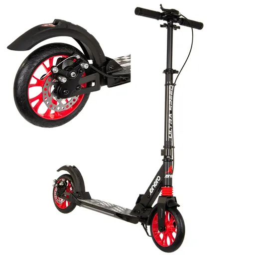 Skladacia kolobežka ENERO ULTRA SPEED s kotúčovou brzdou, 200mm, čierna