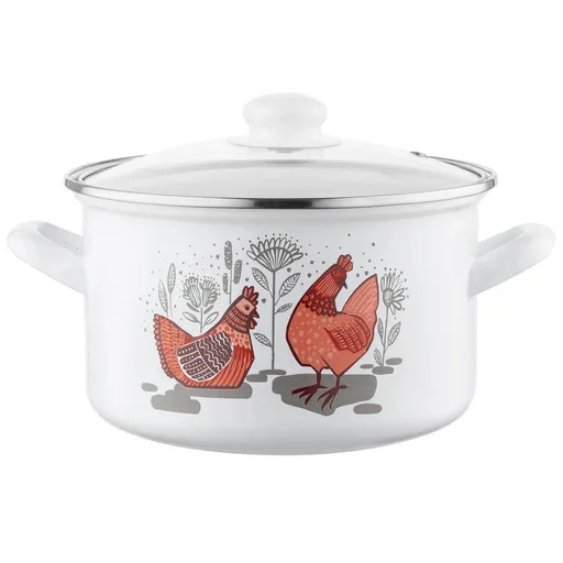 Emalia Pleszew Smaltovaný hrniec s pokrievkou Rubinka, 20 cm, 3,7 l, pr. 20 cm