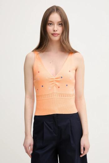 Bavlnený top United Colors of Benetton oranžová farba, 10C1EH01A