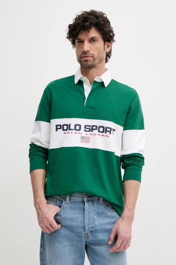 Bavlnené tričko s dlhým rukávom Polo Ralph Lauren zelená farba, jednofarebné, 710938458