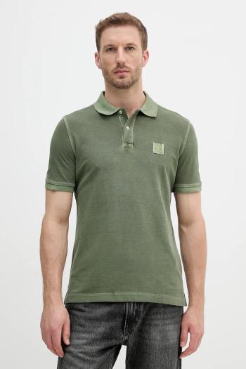 Bavlnené polo tričko United Colors of Benetton zelená farba, jednofarebné, 3089U302D