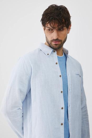 Ľanová košeľa Medicine pánska, regular, s golierom button-down