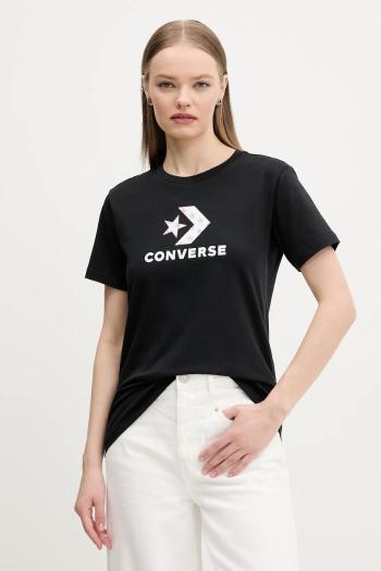 Bavlnené tričko Converse dámske, čierna farba, 10027386-A01