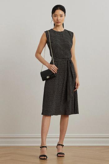 Šaty Lauren Ralph Lauren čierna farba, midi, áčkový strih, 200973379