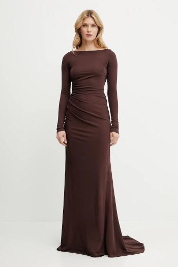 Šaty Elisabetta Franchi hnedá farba, maxi, áčkový strih, ABR1852E2