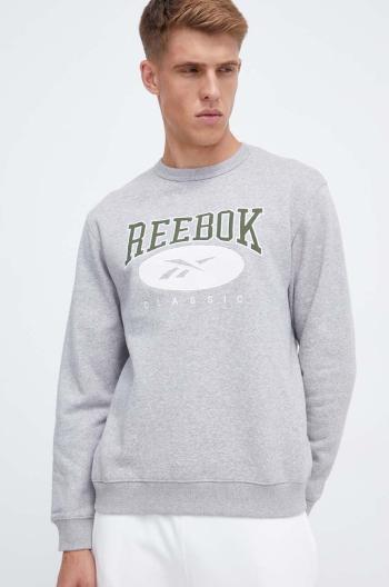 Mikina Reebok Classic pánska, šedá farba, s nášivkou